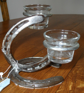 Candle Holders - Cowboy Cadillac Horse Horseshoe Art and Saddle Stools